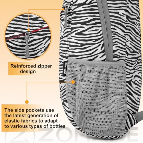 ZOMAKE Lightweight Packable Backpack 20L,Foldable Backpacks Small Daypack for Hiking Water Resistant Day Bag for Travel(Zebra Print) - color: Zebra Print