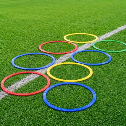 Qianly Field Training Agility Rings, 12 Pack 30cm Speed & Agility Training Equipment Mixed Colors for Athletes