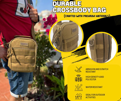 Tactical Sling Bag, EDC Sling Backpack with MOLLE, Small Military Crossbody Tactical Pack, Compact Everyday Carry Bag for Travel, Hiking, Outdoor, Water Resistant (Coyote Brown) - color: Coyote Brown