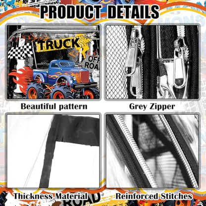 Kacctyen 3 Pcs Clear Backpack for Heavy Duty Clear Stadium Bag Transparent Backpack with Lunch Bag(Black,Monster Truck) - color: Black