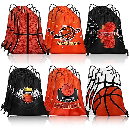 Grneric 18 Pcs Basketball Party Favor Bags Drawstring Bags Bulk Candy Goodie Bag Basketball Themed Presents for Sports Teams - color: Basketball