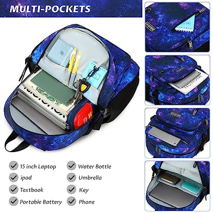 MIRLEWAIY Classical School Backpack Lightweight Bookbag Casual Daypack Travel Work Bag For Teenagers College Girls boys - color: Black Blue
