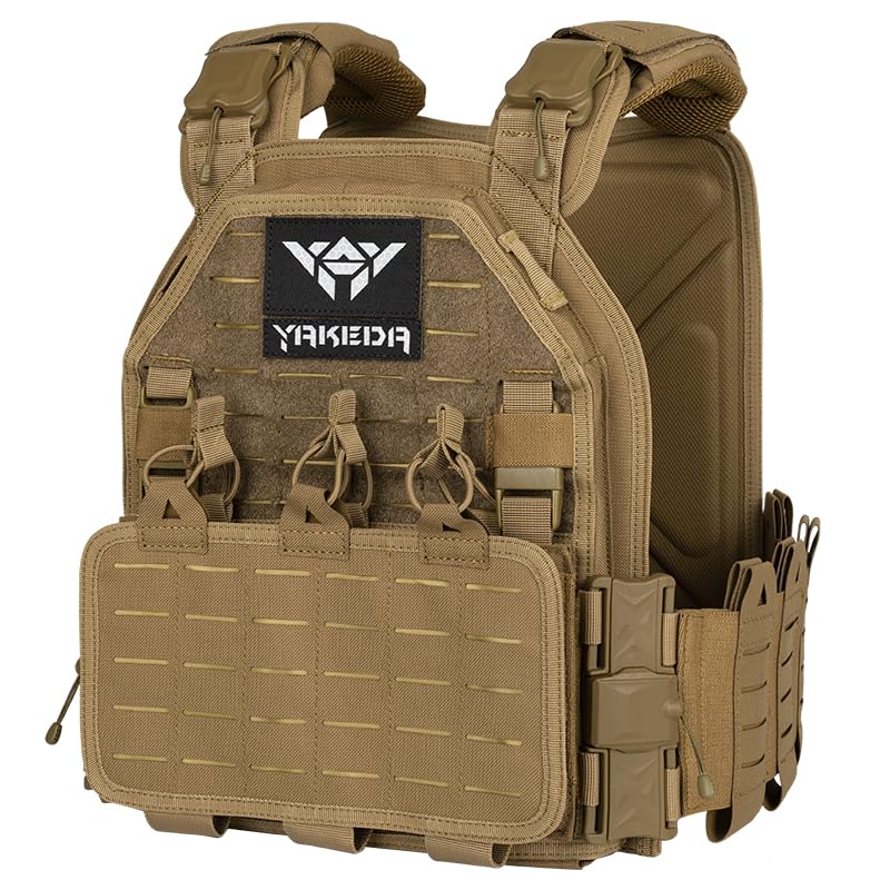 YAY YAKEDA Quick Release Tactical Laser-Cutting Vest Multicam Lightweight Vest - color: Mud Color