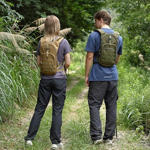 MARCHWAY Tactical Molle Hydration Pack with 2.5L TPU Water Bladder, Low-Profile Organized Military Backpack for Hiking, Cycling, Backpacking, Hunting, Running - color: Tan