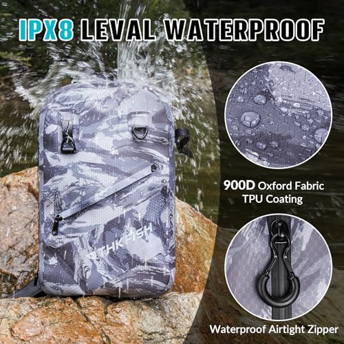 THKFISH IPX8 Waterproof Fishing Backpack with Rod Holder, Lightweight Fishing Sling Bag, Move Freely Fish Gifts for Men - color: Camo-sling Bag
