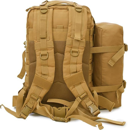 Seibertron Falcon Water Repellent Hiking Camping Backpack Compact Pack Summit Bag Khaki 37L(1+1) - color: Khaki 37l+1detachable Pack
