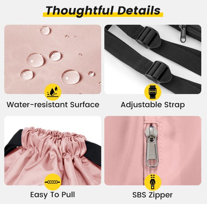 Vorspack Drawstring Backpack Water Resistant String Bag Sports Gym Sack with Side Pocket for Men Women - color: Pink