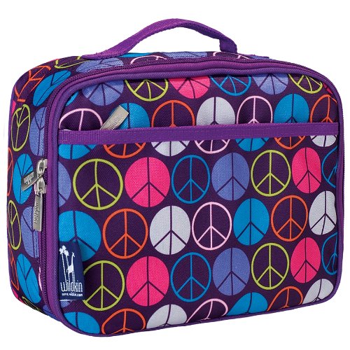 Wildkin Kids Insulated Lunch Box, Keeps Food Hot or Cold, BPA-Free with Mesh Pockets & Easy-Clean Lining – Ideal for School, Travel & Daycare – Peace Signs - color: Peace Signs, size: 9.75 x 7 x 3.25 inches