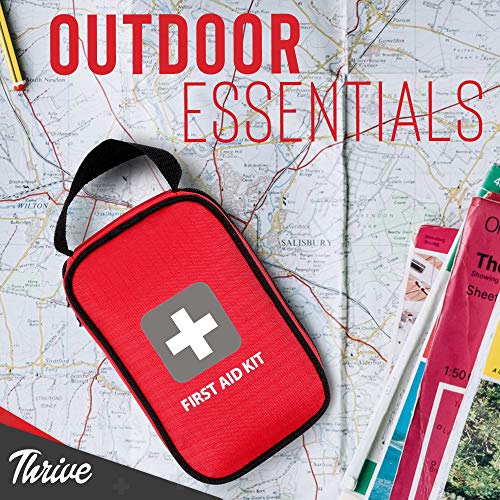Thrive Compact First Aid Kit - Waterproof Rip-Stop Nylon Travel First Aid Kit - Camping & Hiking Medkit with Wipes & Bandages - Portable Car Emergency Pack for Roadside Emergencies - 100-Piece Set - style: 100 Piece - Bag