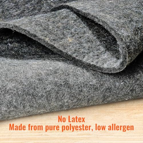 VEVOR 9' x 12' Rug Pad Gripper Without Slip-Resistance - 1/2" Thick Polyester Felt Padding Cushion for Area Carpet Runner Hardwood Floors Living Room - Grey - size: 9' x 12' (Rectangular)