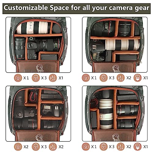 BOLOSTA Camera Backpack Bag Professional DSLR SLR Camouflage Camera Backpack for Photographers Waterproof Large Capacity Camera Case with Fit 15.6" Laptop Compartment & Tripod Holder
