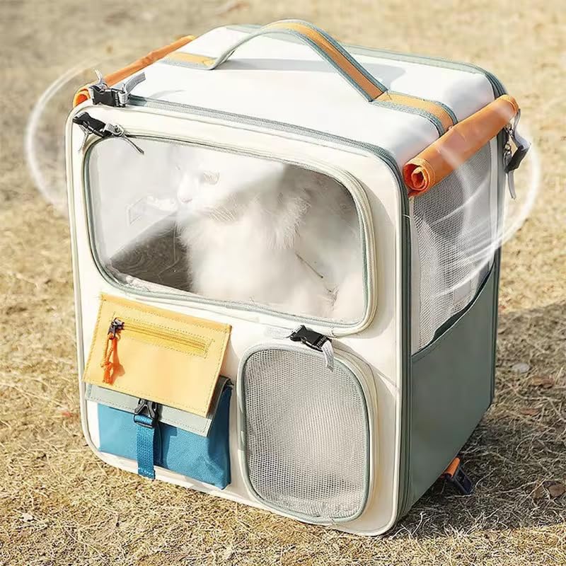 Tristan Home Pet Carrier Backpack with Ventilation Windows, Multiple Storage Pockets, 42x37x27cm, Large, Weight Limit 25lbs, Multicoloured