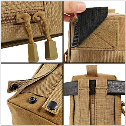FRTKK 2 Pack Molle Pouches - Tactical Compact Water-Resistant EDC Pouch Bag Small Utility Pouch - color: 2 Pack-Tan