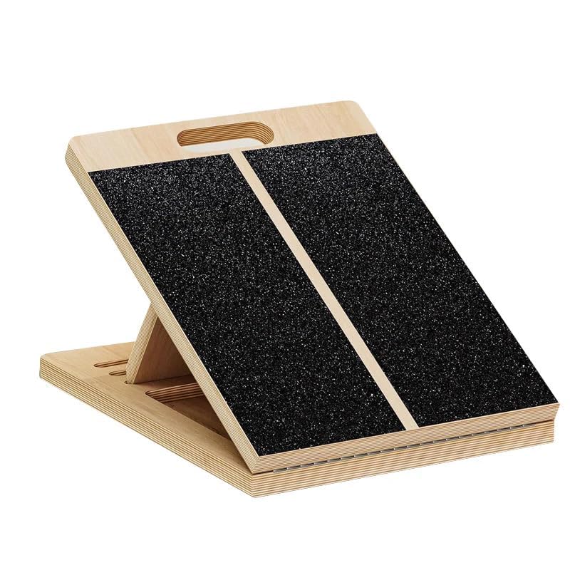 6-Angle Slant Board & Balance Board, 2-in-1 Wooden Mobility Board, Adjustable 40° Incline Stretch Board with Non-Slip Surface, Calf Stretcher and Ankle Balance Board for Adults, Squats, Stability Workouts - color: Single
