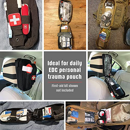 Tactical MOLLE Medical Pouch, Rip-Away EMT First Aid Pouch IFAK Trauma Kit Everyday Carry Survival Bag Include Cross Patch - color: Black New