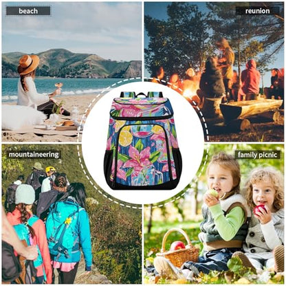 Tropical Pineapples Fruits Cooler Backpack Insulated Leak Proof Beach Cooler Bag Soft Lunch Picnic Hiking Camping Backpack Cooler - color: silver01