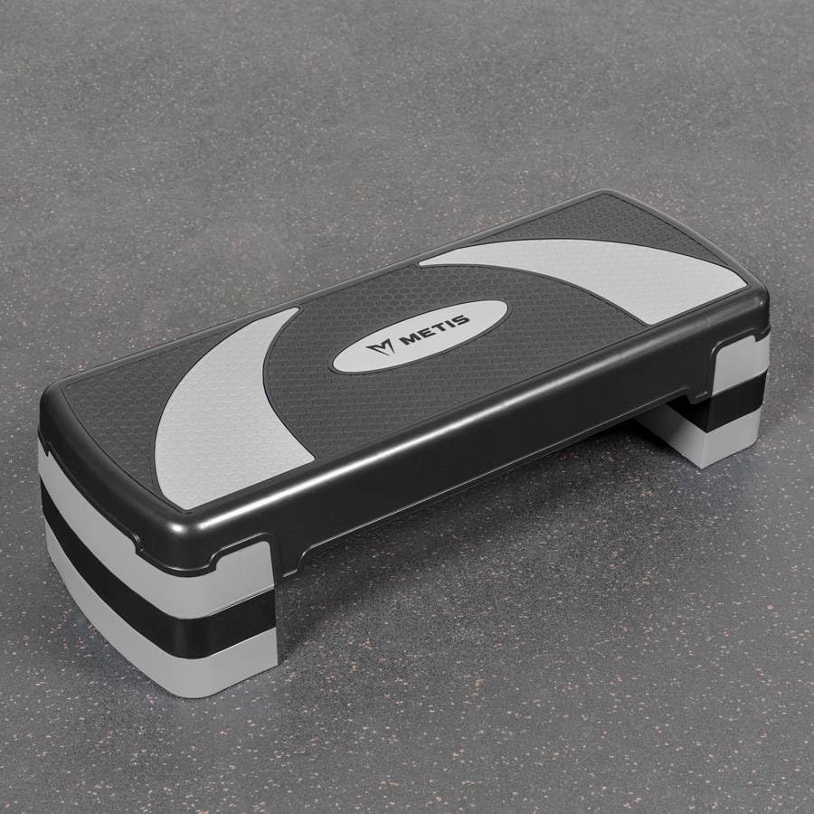 METIS Fitness/Exercise Step – Adjustable Height Levels (4in, 6in & 8in) | Aerobic Step - Home Gym Equipment | Step Up Box For Exercise | [2 Color Options] - color: Black/Grey