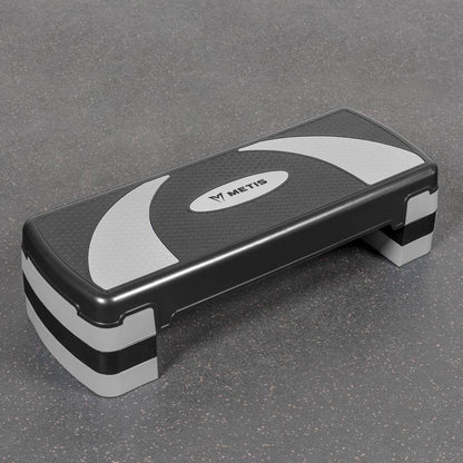 METIS Fitness/Exercise Step – Adjustable Height Levels (4in, 6in & 8in) | Aerobic Step - Home Gym Equipment | Step Up Box For Exercise | [2 Color Options] - color: Black/Grey