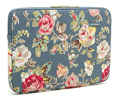 kayond Water-Resistant Canvas 13.3 Inch Laptop Sleeve-Blue Water Hyacinth - color: Blue water hyacinth, size: 13-13.3 inch