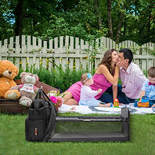 GurZinn Diaper Bag Backpack with Changing Station Portable 3 in 1 Multifunction Backpack Travel mommy bag Stroller Black - color: Black