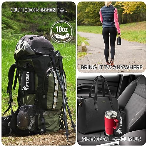 PTEROMY 3-in-1 Hooded Rain Poncho for Adult with Pocket, Waterproof Lightweight Unisex Raincoat for Hiking Camping Emergency - color: Black W/ Reflective Stripe