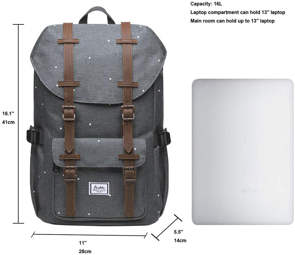 KAUKKO Laptop Outdoor Backpack Traveling Daypack Hiking Rucksack Large Capacity Bag Fits 15.6"(5-7-Graypoint) - color: 5-7greypoint