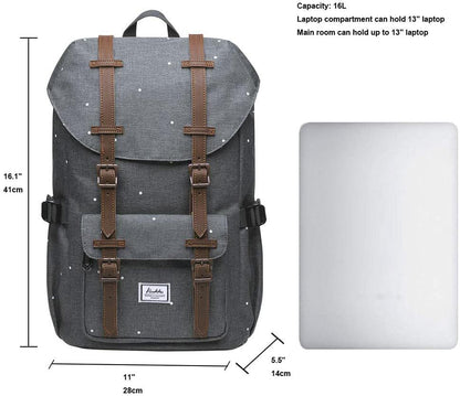 KAUKKO Laptop Outdoor Backpack Traveling Daypack Hiking Rucksack Large Capacity Bag Fits 15.6"(5-7-Graypoint) - color: 5-7greypoint