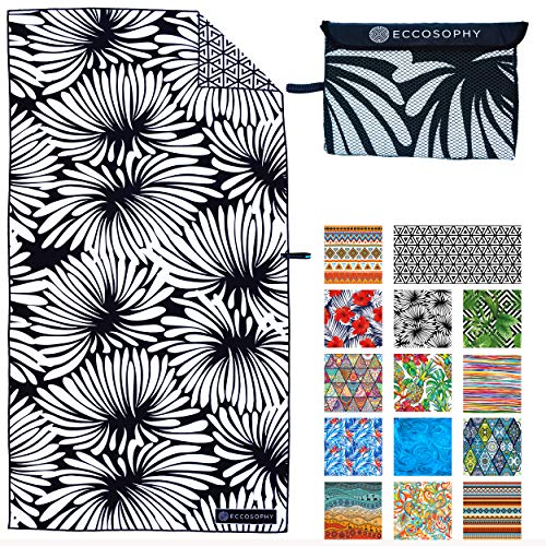 ECCOSOPHY Microfiber Beach Towel - Sand Free Towels are Quick Dry, Light Weight, Super Absorbent - Perfect Pool, Travel, Cruise, Camping Essentials - Oversized Extra Large for Adults 71x35 in - color: Lovina