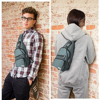 AMJ Crossbody Sling Bag Men Women, Casual Shoulder Backpack, Chest Daypack Satchel for Hiking Travel - color: Green, size: Small