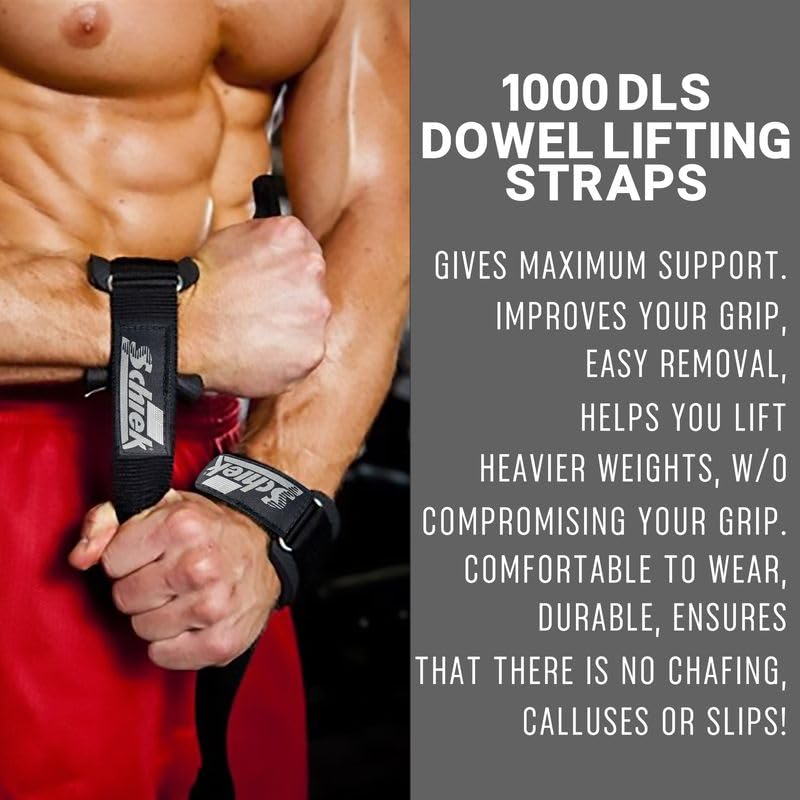 Schiek Sports Model 1000-DLS Deluxe Dowel Lifting Straps - color: Blackout