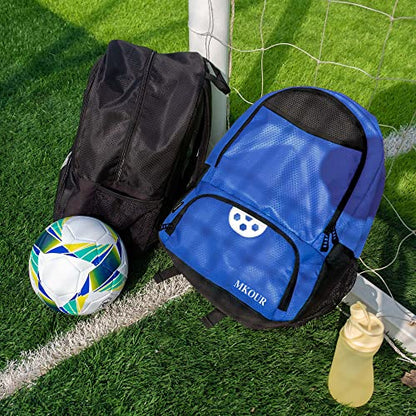 Mkour Soccer Backpack for Football Basketball Volleyball, with Ball Compartment and Holder - color: Royal Blue