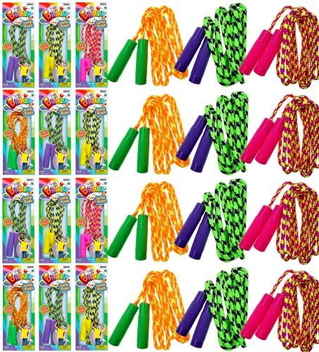 JA-RU 7ft Adjustable Jump Rope (Jump Rope) Nylon Braided Jump Ropes for Kids. Indoor & Outdoor Activities for Teens. Bulk Party Favor & Gymnastics Goodie Bag Stuffers. 1995 - style: 12 Pack
