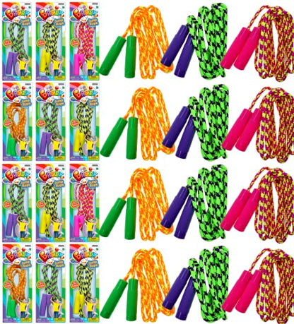 JA-RU 7ft Adjustable Jump Rope (Jump Rope) Nylon Braided Jump Ropes for Kids. Indoor & Outdoor Activities for Teens. Bulk Party Favor & Gymnastics Goodie Bag Stuffers. 1995 - style: 12 Pack