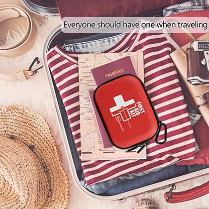 Portable Mini First Aid Kit Compact Medical Kits with Compartments, Waterproof Small EVA Case for Car, Home, Outdoors, Sports, Camping, Hiking and Office - size: Mini