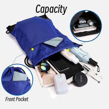 Drawstring Backpack Bag, Waterproof Draw String Back Sack with Zip Pocket, Gym Drawstring Bags Swim Bag for Men Women, Pack of 2, White - color: White, style: Backpack a