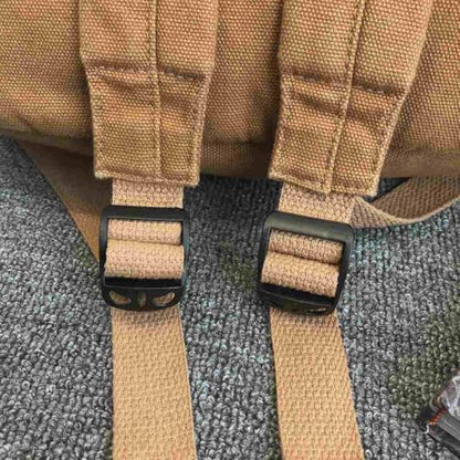 Light Brown Canvas Backpack for Women & Men Retro Aesthetic Rucksack Basic Backpack for High School/College Students Travel Laptop Bag - color: Mustard Yellow
