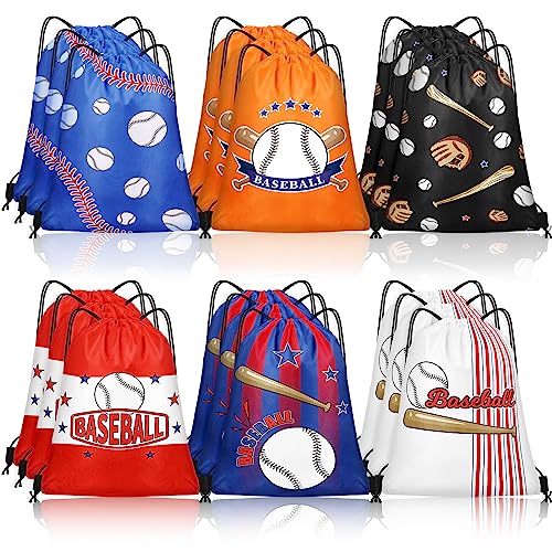 Grneric 18 Pcs Baseball Party Favor Bags Drawstring Bags Bulk Candy Goodie Bag Baseball Themed Presents for Sports Teams - color: Baseball