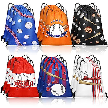 Grneric 18 Pcs Baseball Party Favor Bags Drawstring Bags Bulk Candy Goodie Bag Baseball Themed Presents for Sports Teams - color: Baseball