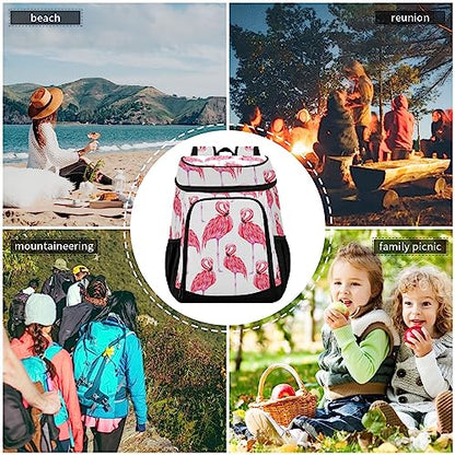 Pink Flamingo Cooler Backpack 36 Cans Insulated Backpack Cooler Leak Proof Cooler Bag Lightweight Backpack for Lunch Camping Picnic Beach