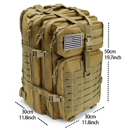 QT&QY 45L Military Tactical Backpacks For Men Camping Hiking Trekking Daypack Bug Out Bag Lage MOLLE 3 Day Assault Pack - color: 1.0 Tan