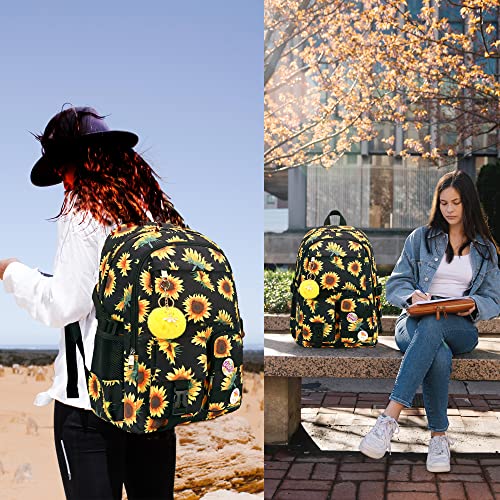 Hidds Laptop Backpacks 15.6 In Kids School Backpack for Girls Women Bookbag - color: B-sunflower Black