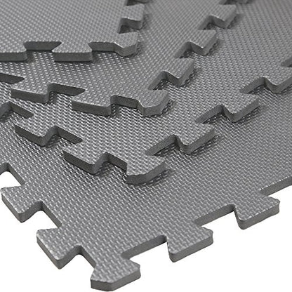 Xspec 3/8" Thick 100 sq. ft. (25 pcs) Gym EVA Foam Floor Mats (24" x 24") | T Pattern, Charcoal Grey - style: T Pattern-Grey