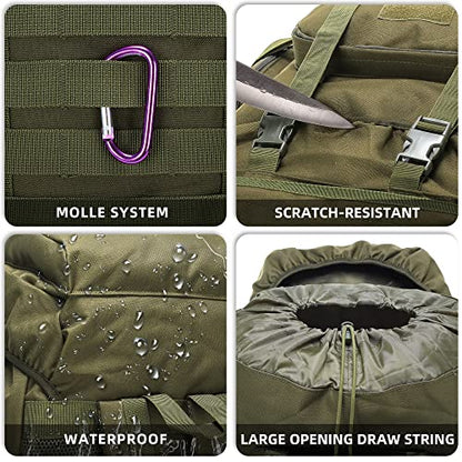 King'sGuard 70L Camping Hiking Backpack for Men Women Large Military Tactical Backpack Molle Rucksack Backpack for Outdoor - color: Army Green