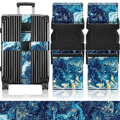 Slohif Luggage Straps for Suitcases Travel Belt Accessories Luggage Connector Identifiers Over Handle with Buckle Unique Nylon Adjustable Strap for Sleeping Bag Car Seat Sea Wave (2 Pack) - color: Sea Wave