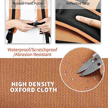 Tool Bag Backpack with 2 Canvas Tool Pouch Tool Kit, 75 Pockets & Loops Heavy Duty Tools Organizer/HVAC Tool Carrier for Eelectrician/Construction Work with Molded Base and Combination Lock, Brown - color: Brown2