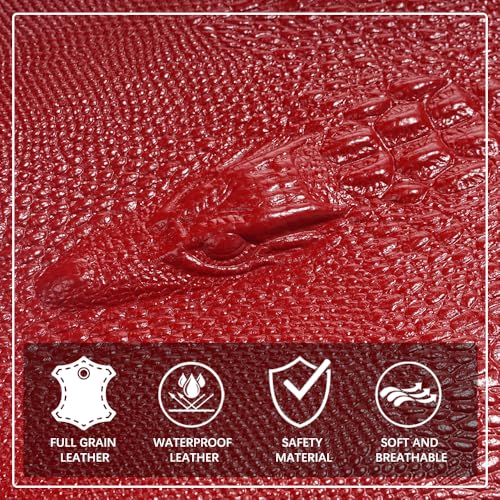 zency 100% Genuine Leather Knapsack Ladies Alligator Pattern Women Backpack For Work Laptop (Dark Red) - color: Dark Red