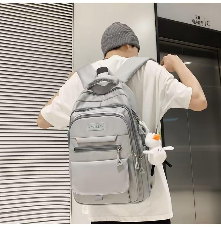 Student Backpack for Teen Girls Boys Preppy Elementary Middle School College Bookbags Cute Aesthetic Trendy Daypack (Gray) - color: Grey