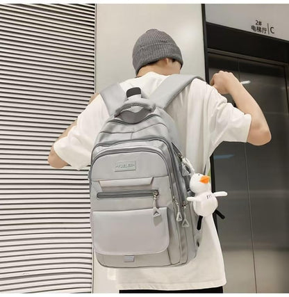 Student Backpack for Teen Girls Boys Preppy Elementary Middle School College Bookbags Cute Aesthetic Trendy Daypack (Gray) - color: Grey