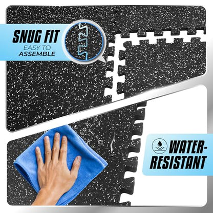 Yes4All Rubber Gym Flooring for Home Gym, 0.56" Thick Gym Flooring Tiles, EVA Foam Mats with Rubber Top, Protective Flooring Mat - style: B. 48SQFT