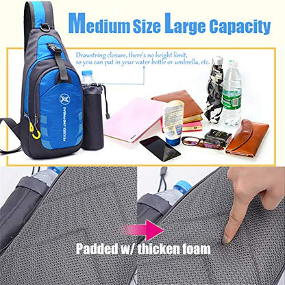 Peicees Chest Crossbody Sling Backpack Bag Travel Bike Gym Daypack for Women Men - color: Black